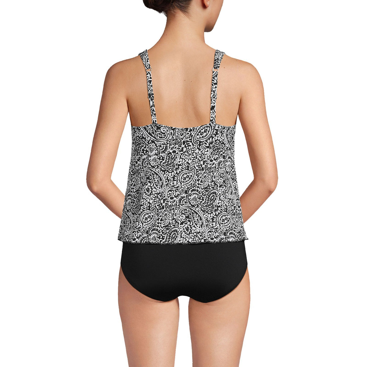 Lands' End Women's XS, XS-S LONG Flutter Fauxkini One Piece Swimsuit Chlorine Re