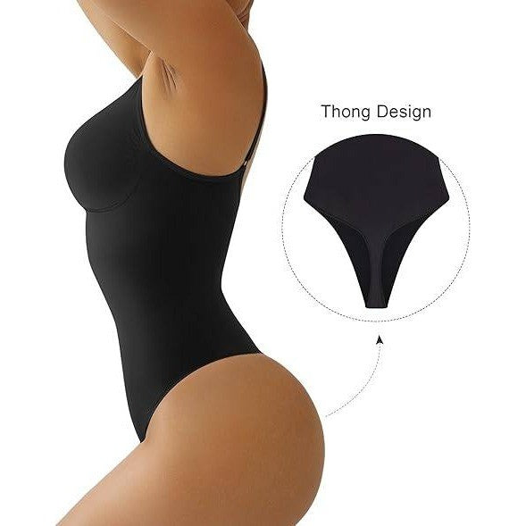 MSRP $41 SHAPERX Women's 2XL/3XL Black Tummy Control Shapewear Thong Bodysuit