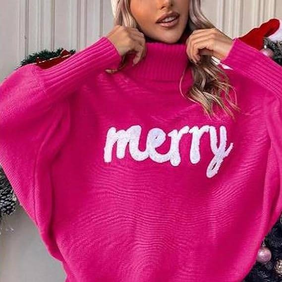 Women's M Merry Rosy Pink Sweater Turtleneck Long Sleeve Knitted Pullover