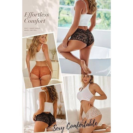 Set of 5 READY TO LOVE Sexy Women's L Underwear Lace Shorts V Waist Breathable