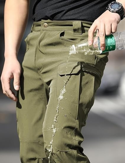 AUTIWITUA Mens Green S-XL Tactical Cargo Pants Water Resistant (NO BELT) Ripstop