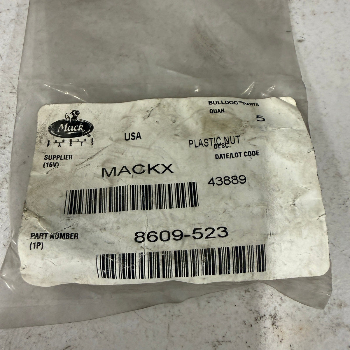 Pack of 5 Mack 8609-523 Plastic Cap Nuts