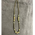 Vintage Czech Necklace Beige Yellow Marble Gold Glass Beads 14"