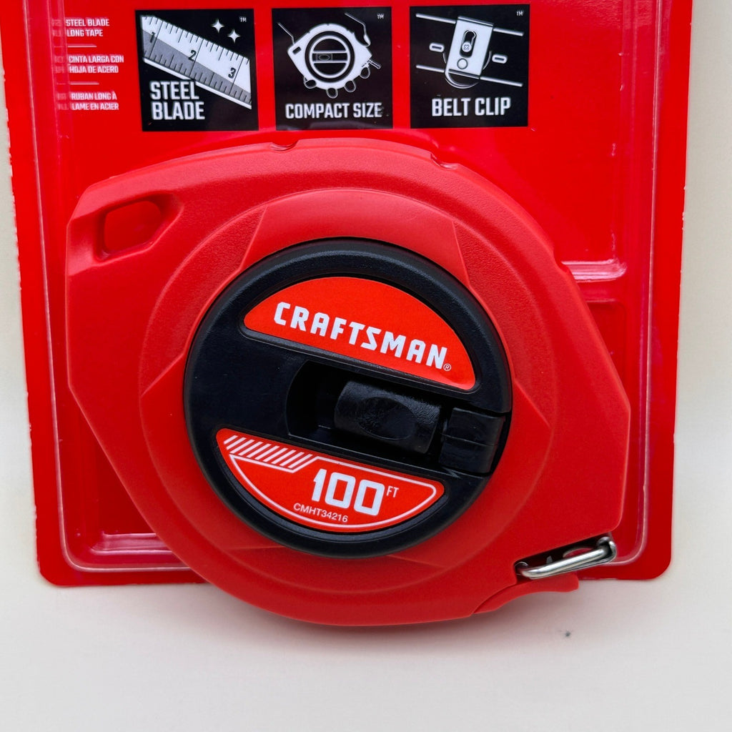 CRAFTSMAN CMHT34216 100ft Tape Measure Easy-Wind Steel Blade