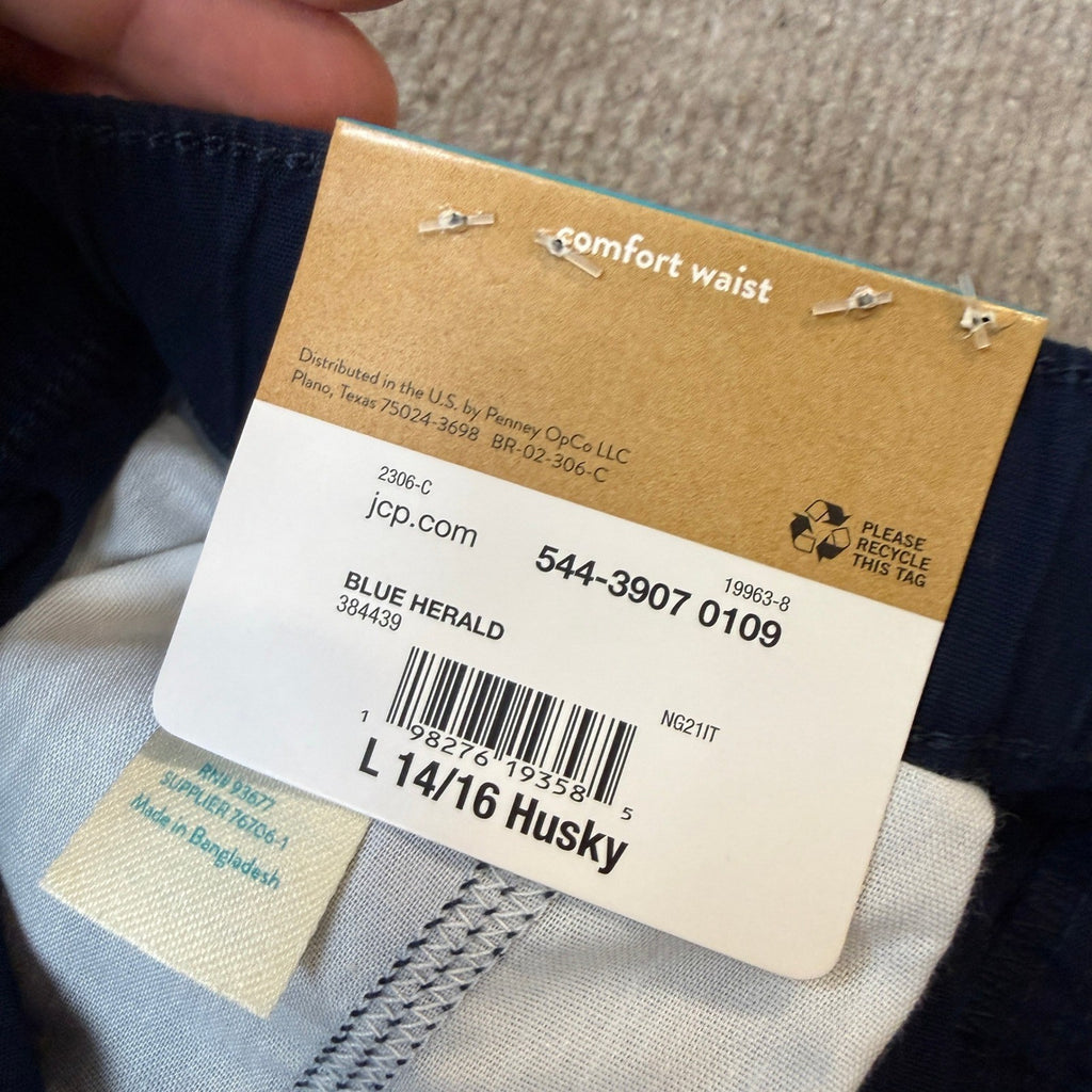 MSRP $20 Thereabouts Kid Boys L 14/16 Husky Blue Herald Canvas Pull-On Short