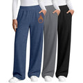 Set of 3 MSRP $64 Oakgarden Women's L Fleece Lined Sweatpants, Wide Leg Baggy