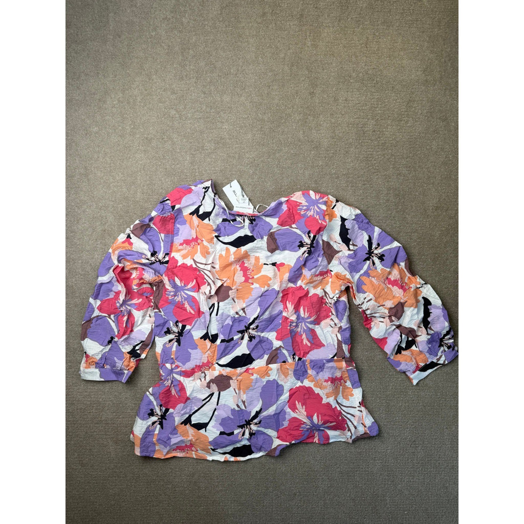 MSRP $50 Liz Claiborne White Floral L Tall Long Sleeve Button-Up Shirt