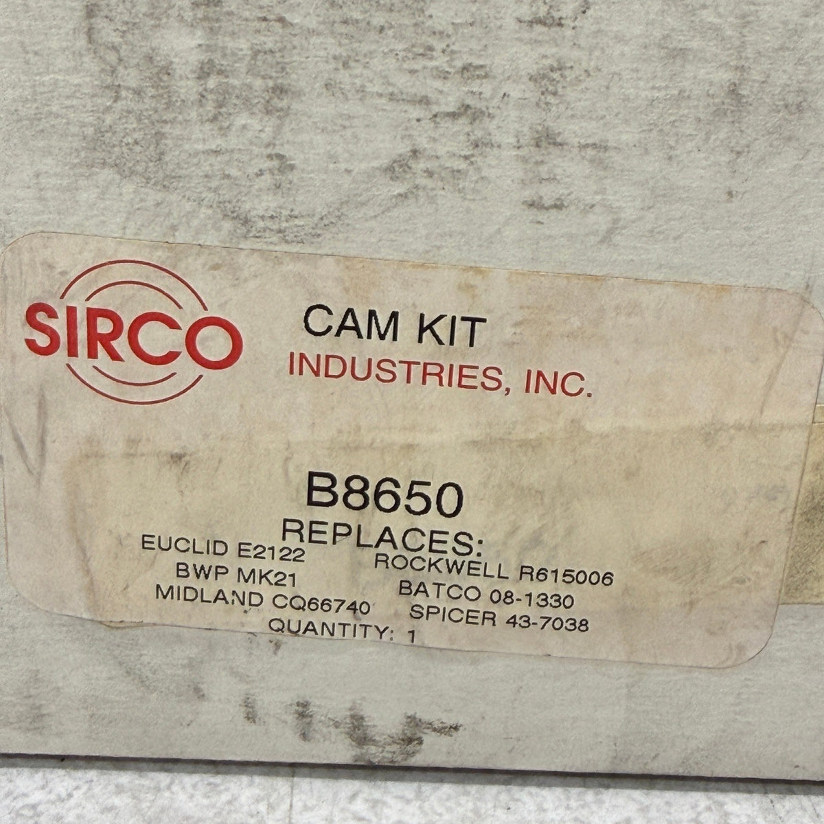 Sirco B8650 Brake Camshaft Repair Kit Replaces Euclid E2122 Rockwell R615006