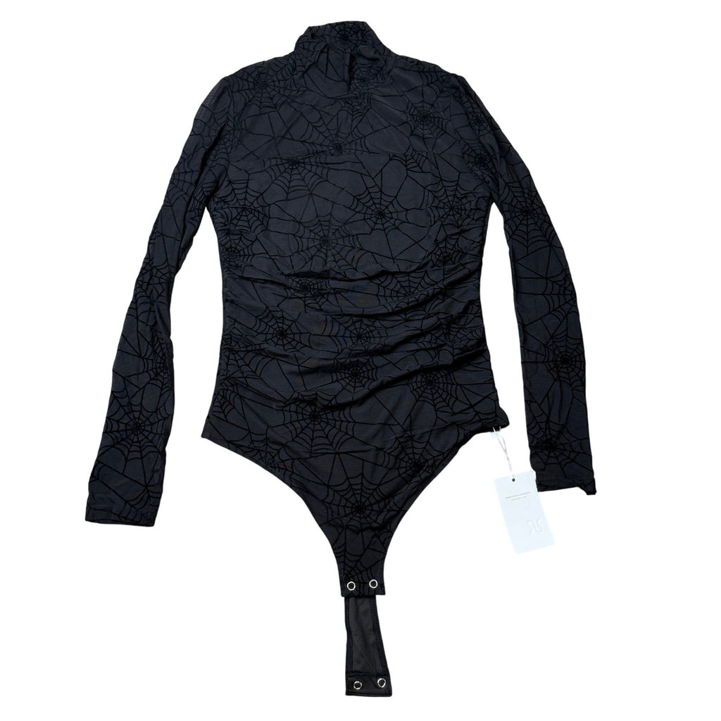 MSRP $45 REORIA Women's M Trendy Sexy Mock Turtle Neck Bodysuit Long Sleeve