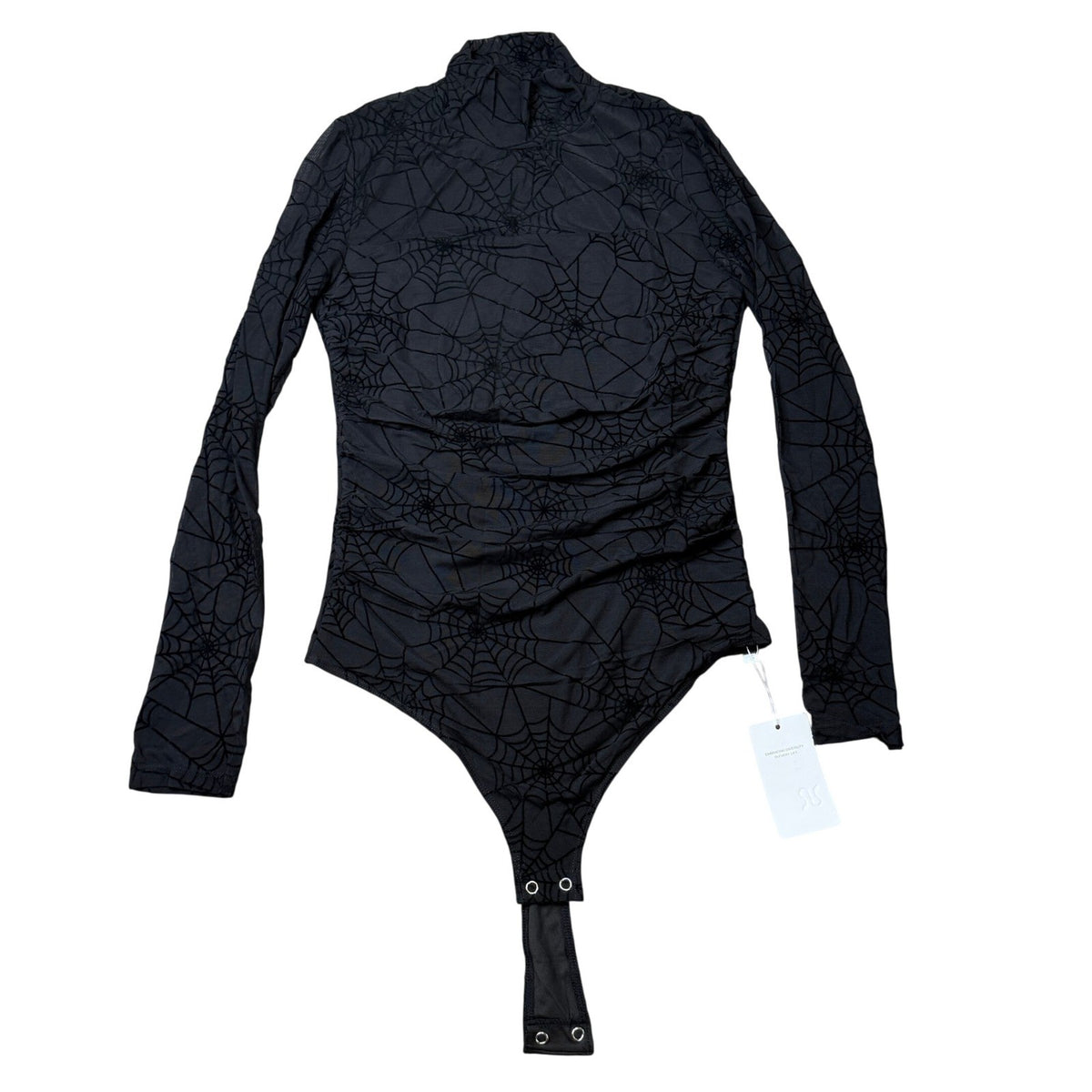 MSRP $45 REORIA Women's M Trendy Sexy Mock Turtle Neck Bodysuit Long Sleeve