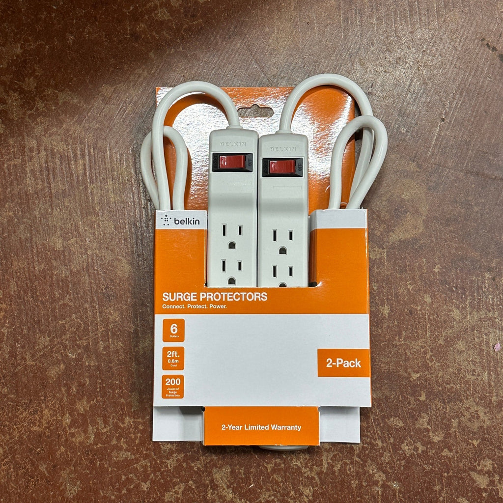 Pack of 2 Belkin F5C048-2 Surge Protectors 6 Outlets 2ft Cord White Extension