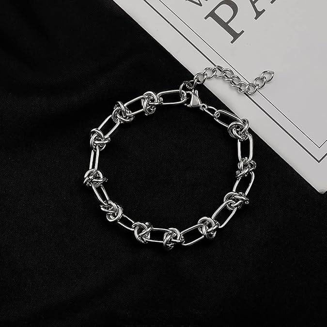 Vtg 18K Silver Bracelet for Women Knot Bracelet Dainty Chain Link Bracelets