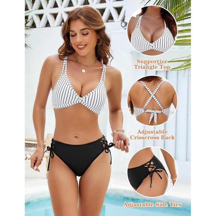 MSRP $32 Blooming Jelly Women's XL Bikini Set Mid Rise Two Piece Swimsuit Tria