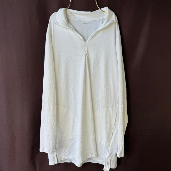 Lands' End Women's 2X Long Sleeve Quarter Zip Swim Cover-up White
