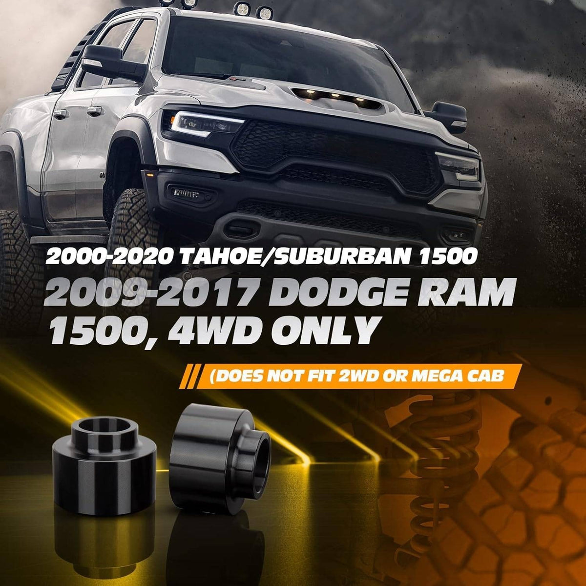 Set of 2 Dynofit 2" Rear Leveling Lift Spacers for 2009-2024 Dodge Ram 1500 4X4