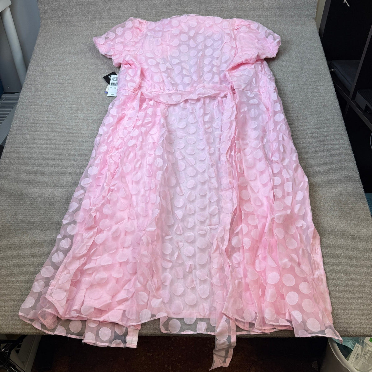 MSRP $89 52seven Womens 18 Light Pink Short Sleeve Midi Dots Shirt Dress