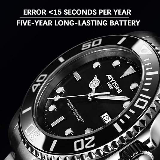 Dofia Xiaoya Aiyishi 1630 Men's Silver Stainless Steel Quartz Watch Black Dial G