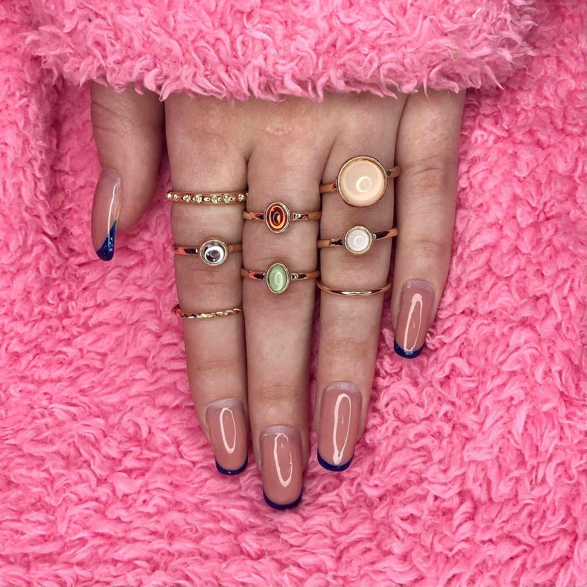 8 pcs Colourful Rings, Crystal Rings, Dainty Ring, Gemstone Rings For Women