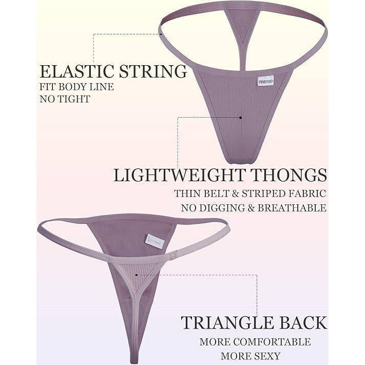 FINETOO 10 Pack Women's S Cotton Thongs Sexy G-String Low Rise Breathable Panti