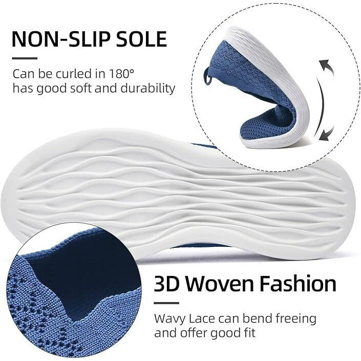 Women's US 5.5 Slip-on Knit Flat Shoes Solid Color Comfy Anti-skid Casual Walkin