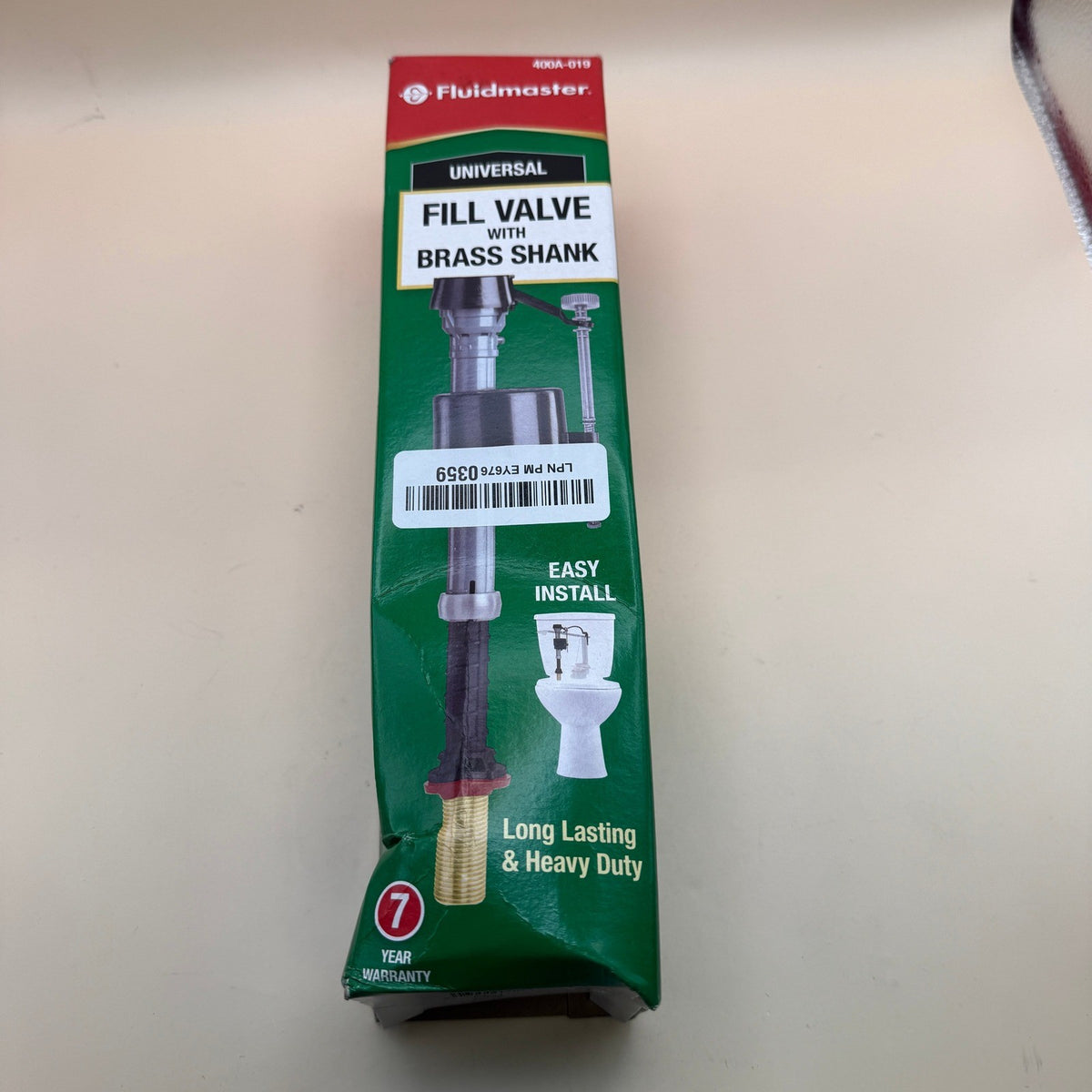 Fluidmaster 400A-019 Universal Toilet Fill Valve with Brass Shank
