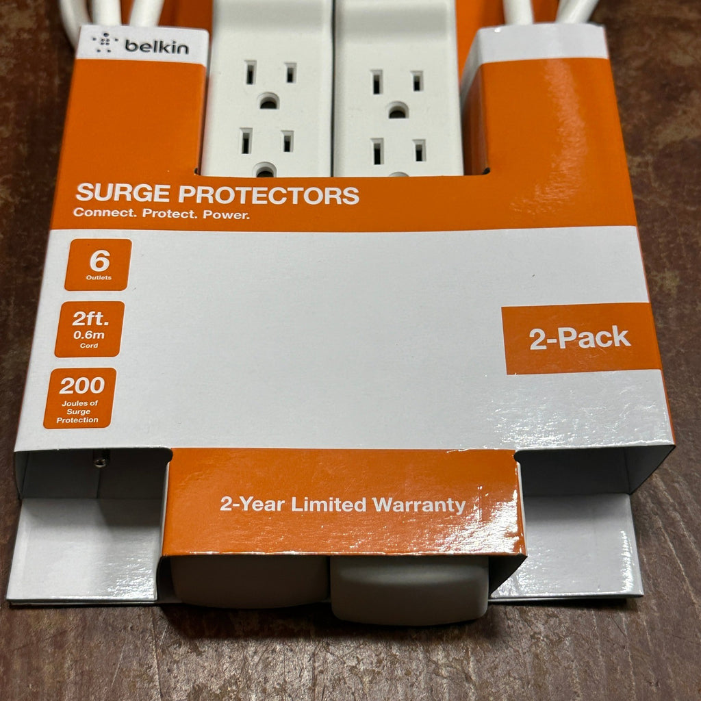 Pack of 2 Belkin F5C048-2 Surge Protectors 6 Outlets 2ft Cord White Extension