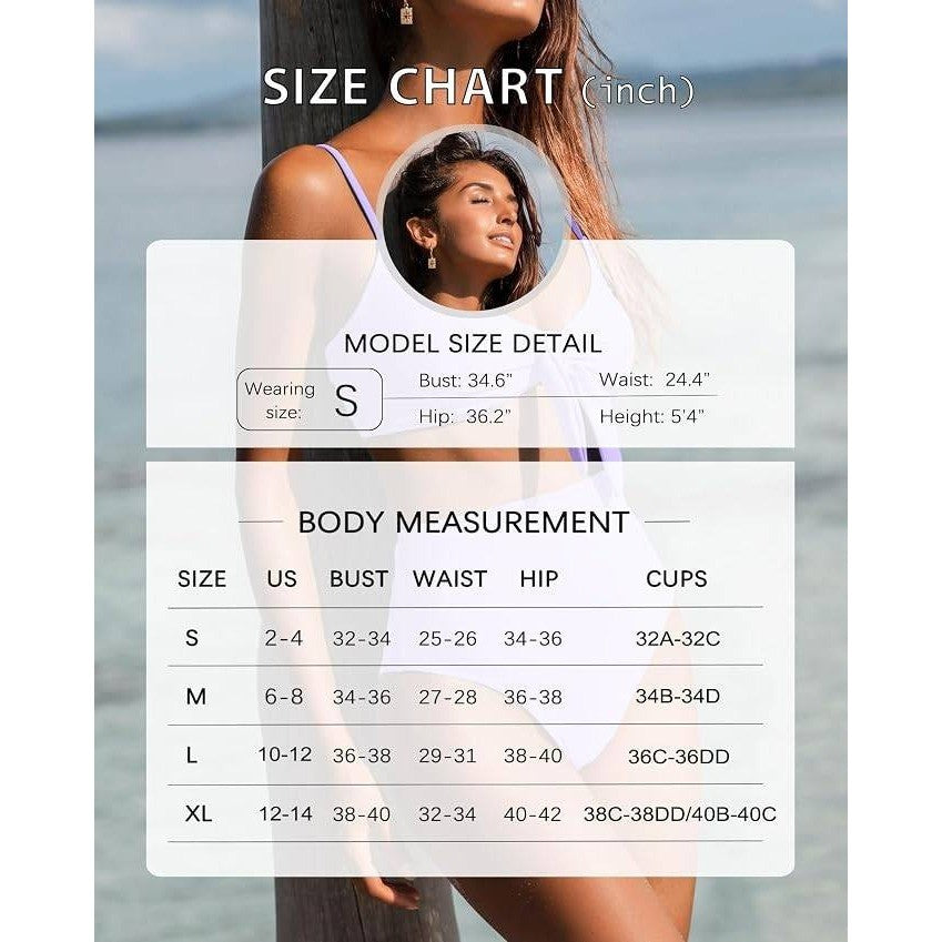 MSRP $39 Honlyps Women's M High Waisted Bikini Set Tummy Control 2 Piece Swims