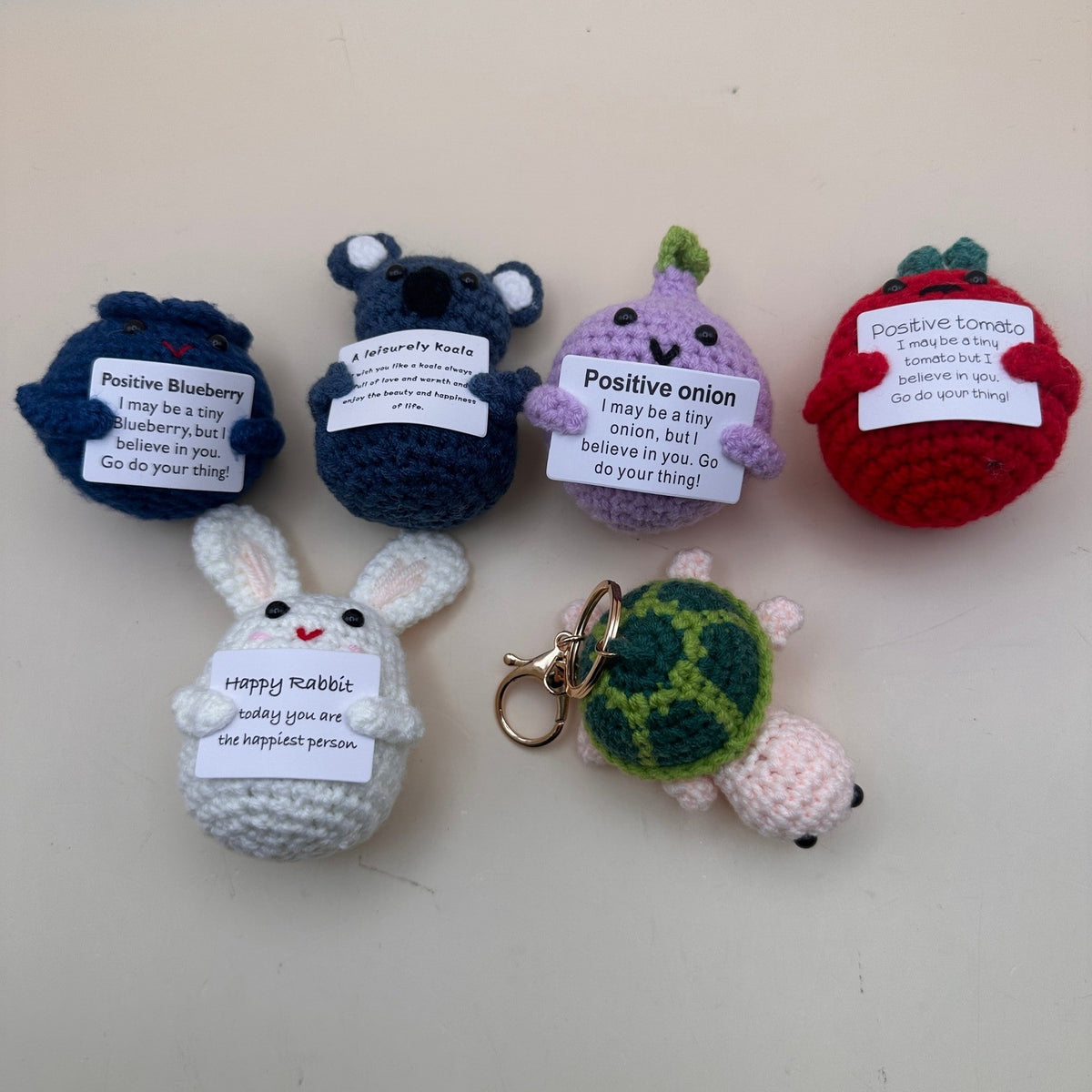 Set of 6 Emotional Support Crochet Fruits, Veggies & Animals, Amigurumi, Funny