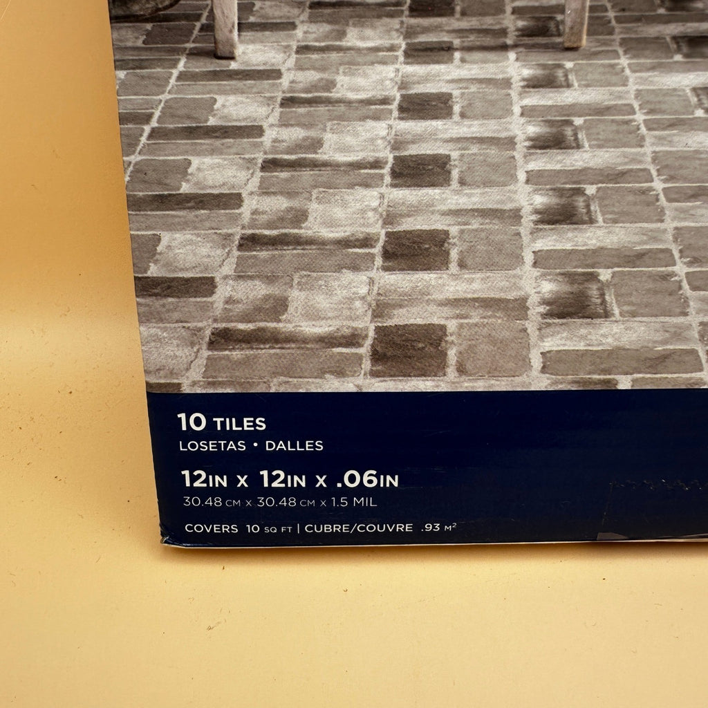 Pack of 10 FloorPops 12"x12" Harvard Brick Grey Peel & Stick Floor Tiles