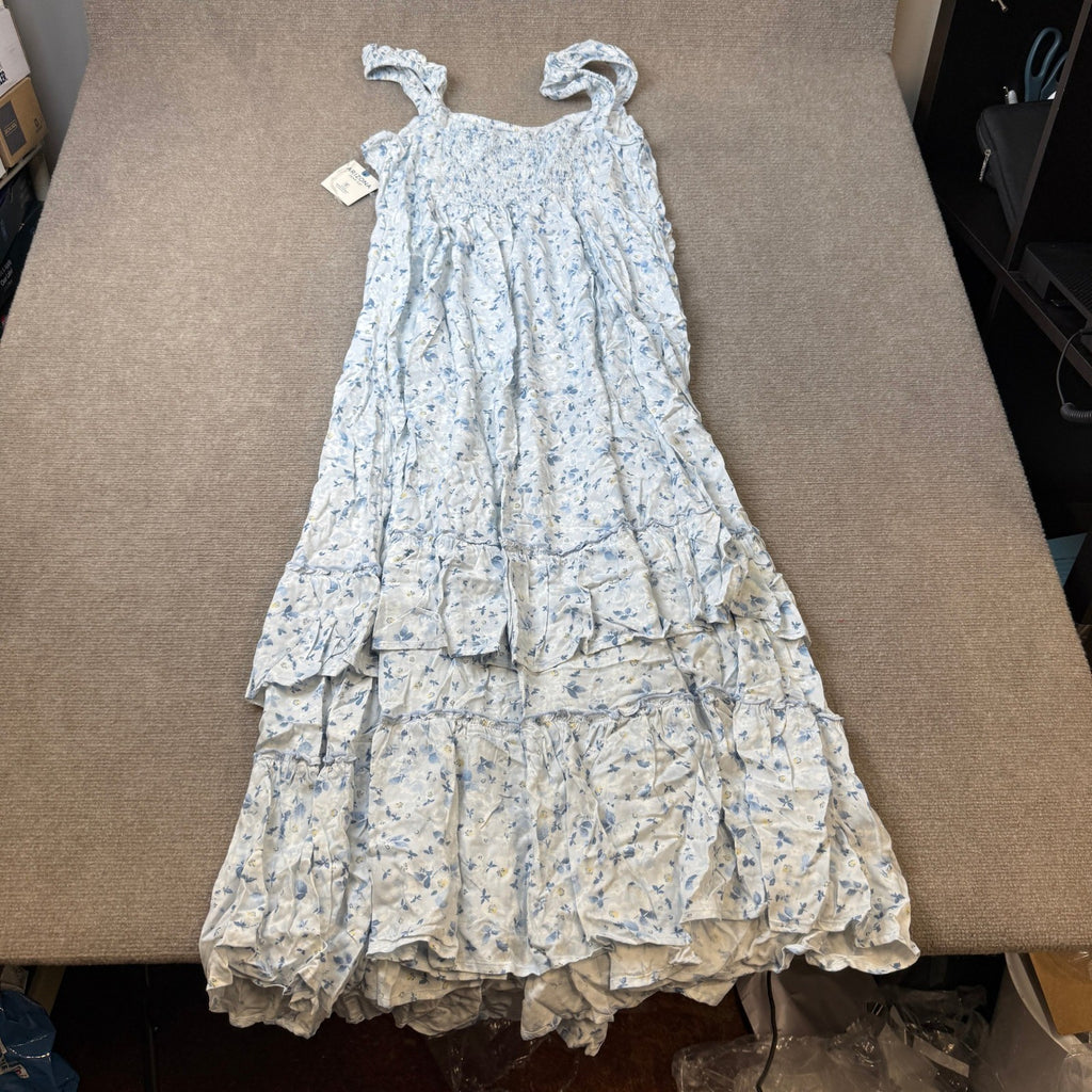 MSRP $68 Arizona Womens Juniors XL Blue Floral Sleeveless Maxi Dress Square Neck