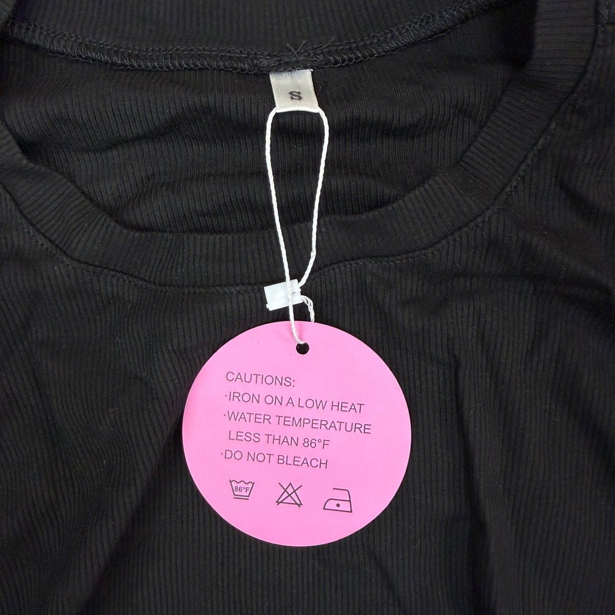 Oakgarden Women's S Black Ribbed Long Sleeve Shirt Cotton Crew Neck Top Ruched