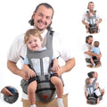 Ergonomic Dark Gray Baby Carrier for Newborn to Toddler with Waist Stool Diaper