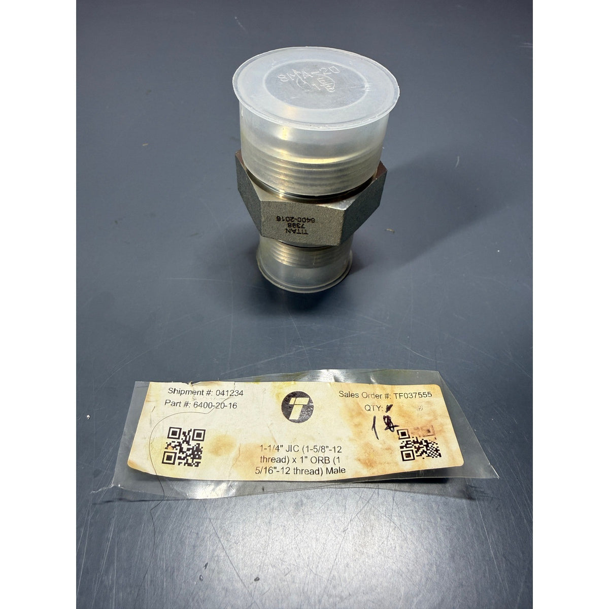Titan 6400-20-16 Hydraulic Adapter 1-1/4" JIC  x 1" ORB Male (1-5/8-12 x 1-5/16