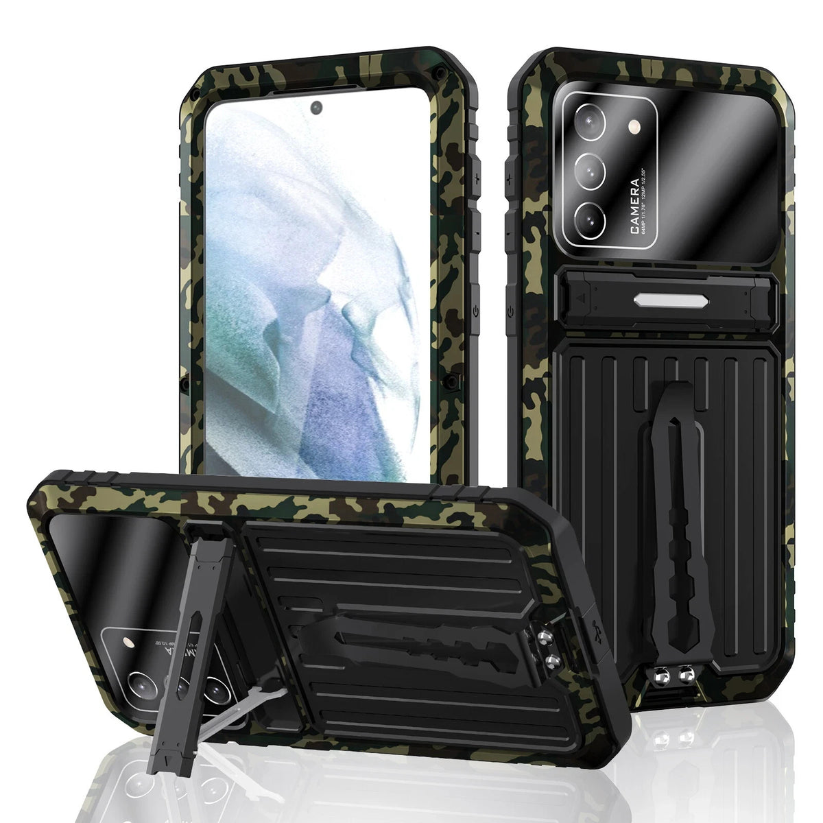 Aluminium Shockproof Case for Samsung S21, S21+, S21U-S23U Built-in Tempered
