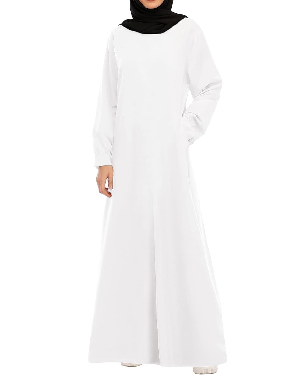Abetteric Womens Long Sleeve Ethnic Style Zipper Muslim Dress Abaya with Hijab
