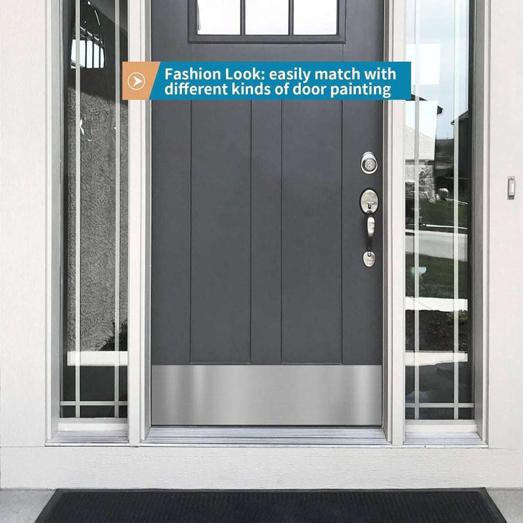 Sanbege Stainless Steel Door Kick Plate 8x34" Brushed Nickel/Silver Self Adhesi