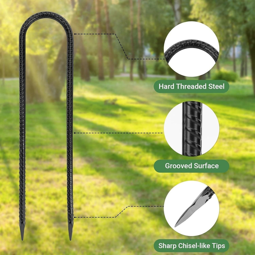 Set of 8 Kiivakii 12" Trampoline Stakes Heavy Duty U-Shaped Steel Anchors for H