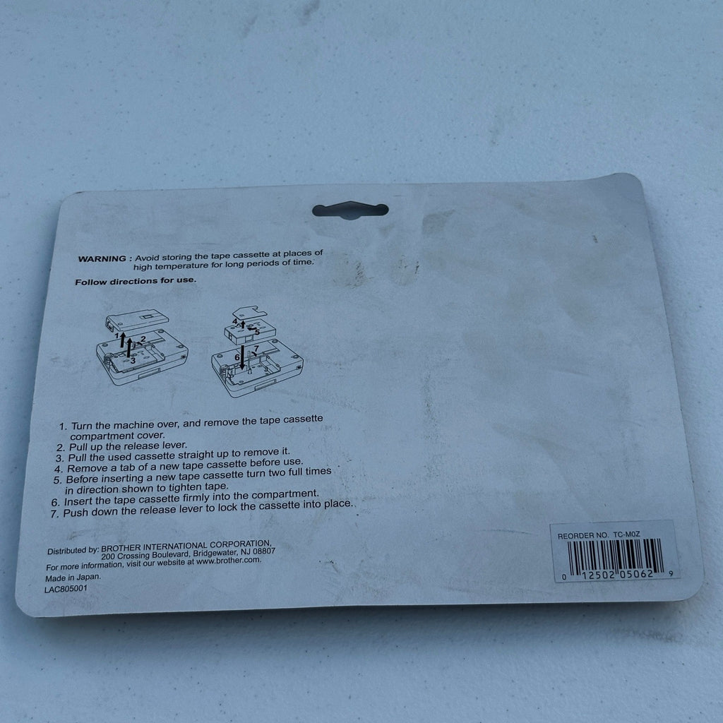 Pack of 2 Brother P-Touch TC-M0Z 0.35" x 25.2 ft Black On Clear Matte Tape