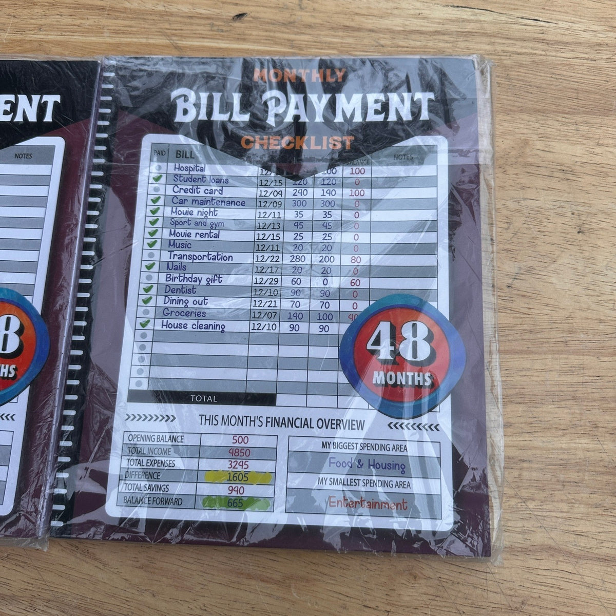 Set of 2 Monthly Bill Payment Checklist: Bill Tracker Notebook, The 4-Year Guide
