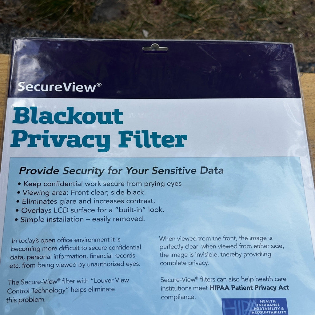 Kantek SVL20W9 SecureView 20" 16:9 Blackout Privacy Filter Screen Protector