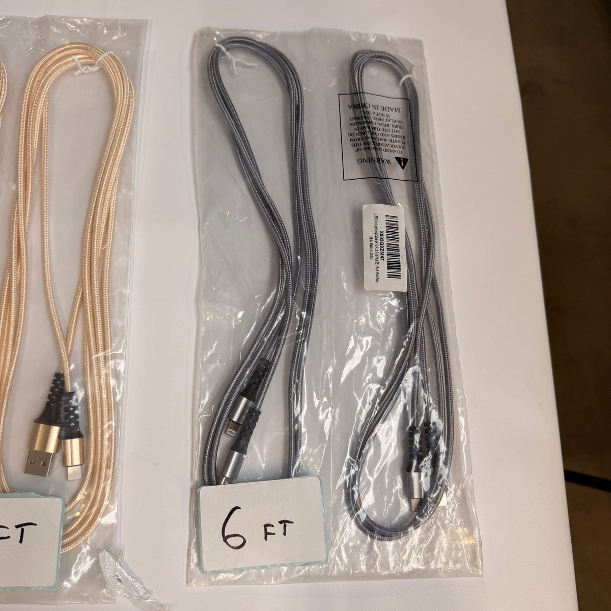 Lot of 5 Mixed USB-A & USB-C to Lightning Braided Fast Charging Cables 6ft 10ft