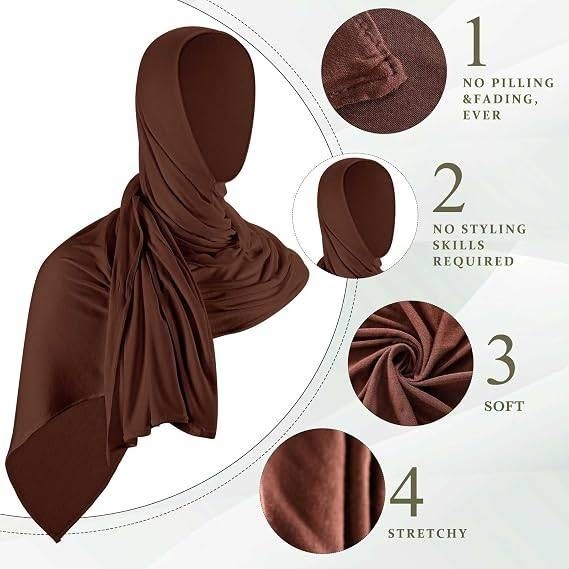 Set of 2 MSRP $23 Handepo Women's Coffee, Army Green Instant Hijab Jersey Muslim