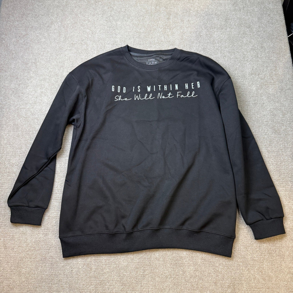 MSRP $33 VILOVE Women's L Christian Sweatshirt God Is Within Her Pullover Long