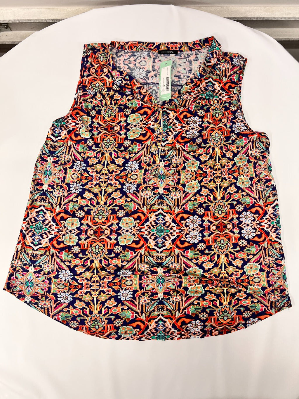 NWT Papermoon Women's 2X Split Neck Sleeveless Henley Knit Top Blouse