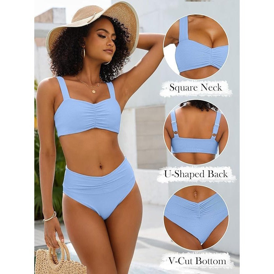 MSRP $39 ANRABESS Women's L Bathing Suit Tummy Control Bikini Set Beach Fro