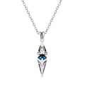 Blue Stone Stainless Steel Silver Tone Necklace Geometric Pendant Men's Jewelry