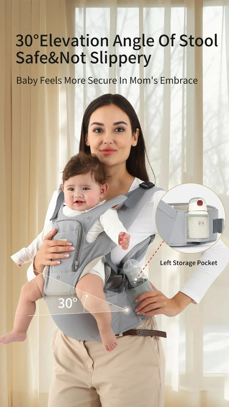 Insular 3-In-1 Ergonomic Baby Carrier For Newborn to Toddler w/ Hip Seat - Breat