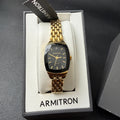 Armitron Women's 75/5195GP Gold Tone Diamond Black Dial Bracelet Watch New