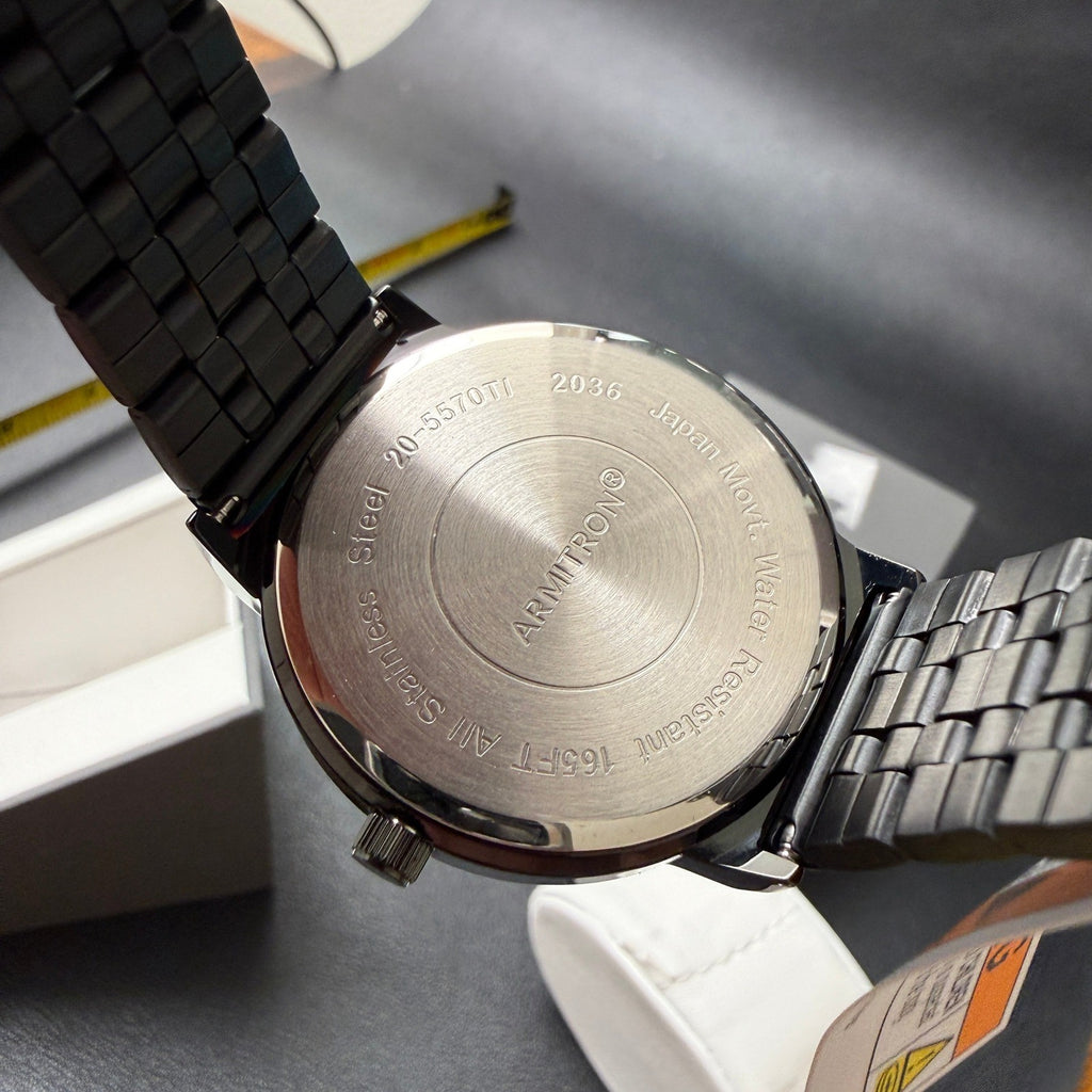 Armitron 20/5570TI Men's Diamond Accent Black Bracelet Watch New Battery