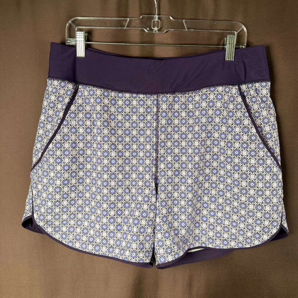 Lands End Womens 14, 14-18W LONG Blackberry Medallion 5" Board Shorts with Panty